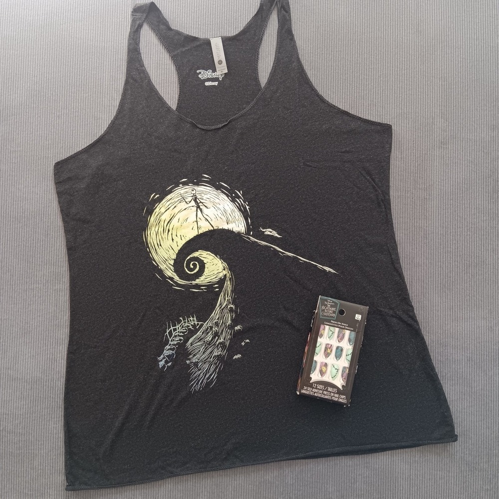 Disney Nightmare Before Christmas XL Baggy Tank Top Sally Press On Nails Centric